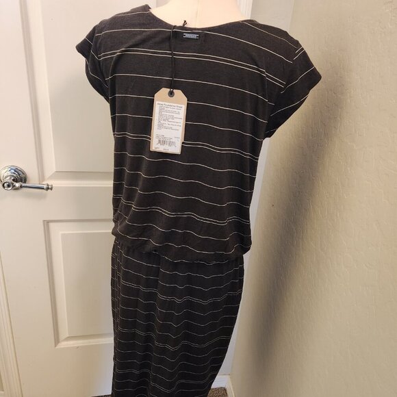 NEW Prana | Black & White Striped Janey Mini Dress with Pockets. Size Large - Picture 8 of 9